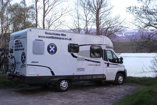 Enjoying the loch side view in our motorhome