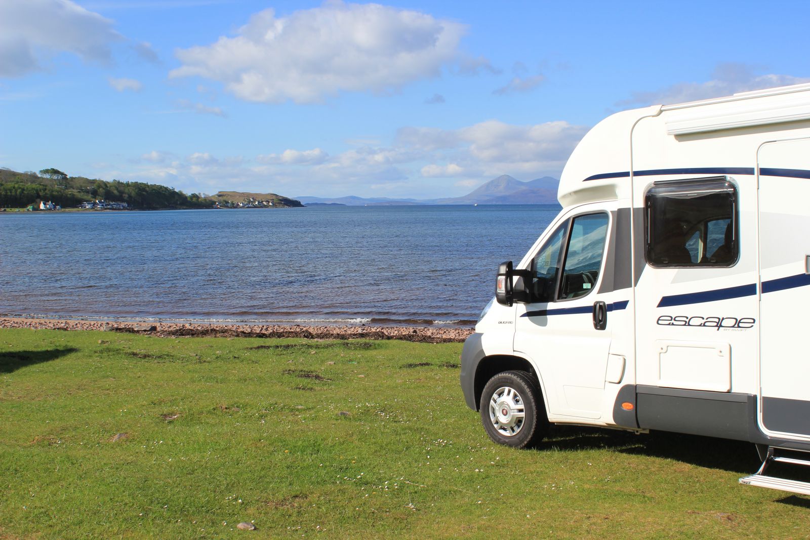 Motorhome parked on Orkney beach