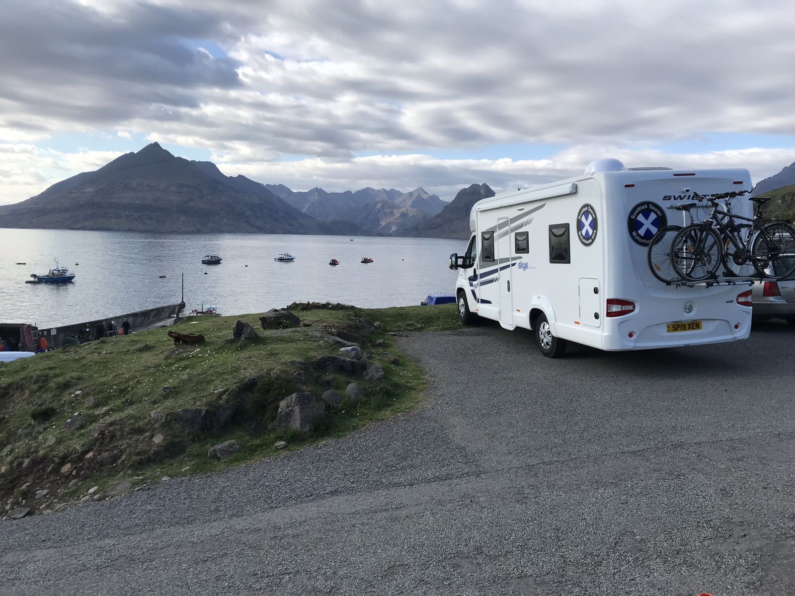 Campervan parked by the loch