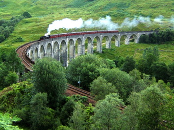 The harry potter train at the most famous Harry Potter location in Scotland