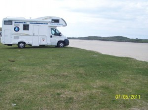 Motorhome overnight wild camp spot by the beach