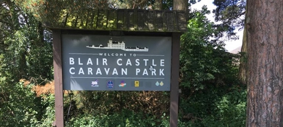 blair castle caravan park sign
